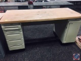 sturdilite technical work station 5 drawer and open cabinet on other side maple butcher block top