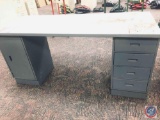 unknown brand metal desk 4 drawer with side cabinet on other side 72 x 30