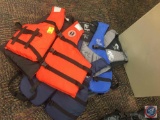 life jackets mustang survival 30-52, (3) bass pro shop 30-52 and 40-52