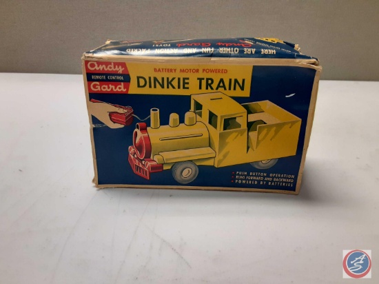 Vintage Andy Gard remote control dinky train in original box boxes in fair condition