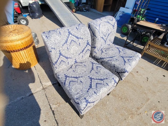 2 Blue and white chairs by Ashley