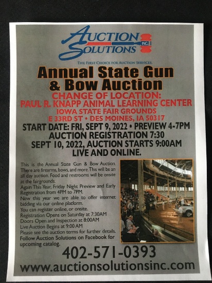 2022 ANNUAL STATE GUN AND BOW AUCTION