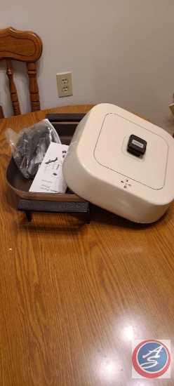 (1) flat with Regal bread maker with instructions, Electric skillet, cookie sheet and wood cutting