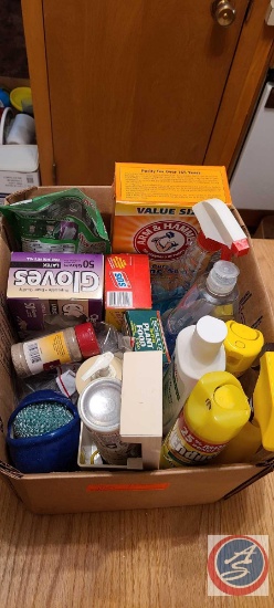 (3) flats, kitchen fork, spoons and knives, cleaning supplies (can not be shipped), office supplies