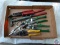 (1) Flat of assorted Wire Cutters, Tin Snips, Off set Snips.