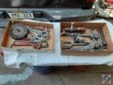 (2) Flats of assorted items; (1) Flat has pipe wrenches, Pliers, Wire Brush, etc.......