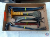 (1) Flat of assorted Chisels, and Crow Bars.