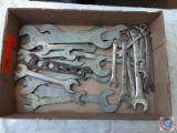 (1) Flat of Assorted Wrenches, Yamaha Kawasaki Honda Metric Wrenches, Combination wrenches.