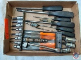 (1) Flat of Assorted Items: Snap-on-tools drive hex bit socket set, flex nut screwdriver, Air