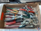 (1) Flat of assorted Items, wire cutters, Nippers, pliers, Punch, needle nose pliers, etc.......