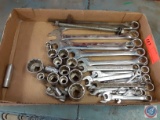 (1) Flat of Combination Wrenches, and assorted sockets.
