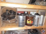 Assorted Items in Cans. drive shaft yokes push rods and bolts