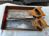 (1) Flat containing...several items: 2 hand saws, 1 hack saw