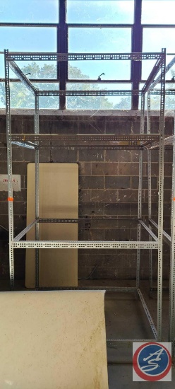 Metal Shelving Unit with no shelves Approx measurements; 108"HX54.5"WX48"D.