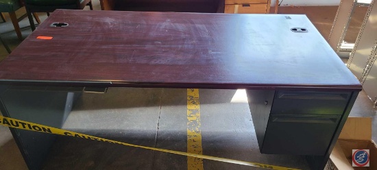 Metal Desk with Wood top Approx measurements are: 72"LX36"Wx29"H.