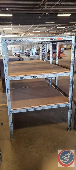 Metal Shelving...Unit with wood shelves 97"LX48"WX72"H.
