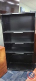 (1) Black 3 shelf Metal Bookcase approx measurements are: 72