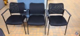 (3) Black Chairs with Fabric covered seats.