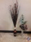 (2) decorative vases with artificial flowers...