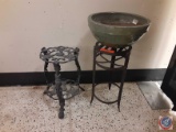 (2) Plant Stands, (1) Round Pot.