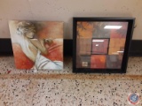 (1) Canvas picture of a Women 12X12, (1) Framed Picture 131/2X131/2.