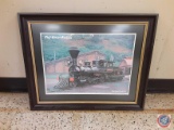 Framed and Signed Picture of The Oldest Steam Locomotive In Japan, Yoshitsune-Go. 321/2 X 26 1/4.