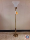Vintage National Brass Floor Light w/Cast Iron Base Signed National Lighting and Equipment Co. No 10
