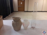 Three various vases, glass....