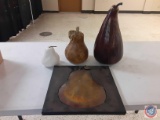 Pear wall picture, Wood decorative pear, squash and eggplant...