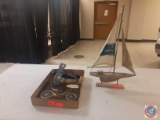 (1) Flat Containing Metal Air Plane , 1900 Adler Wire Bike, Vintage Sail Boat.