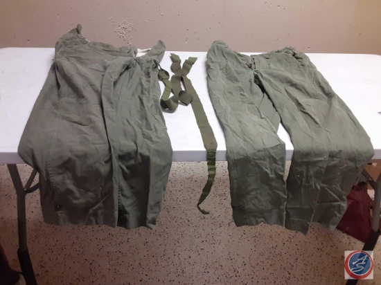 (2) pair of army field pants and one set of suspenders