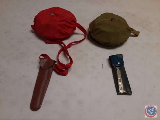 (2) Boy Scouts of America round mess kits with silverware