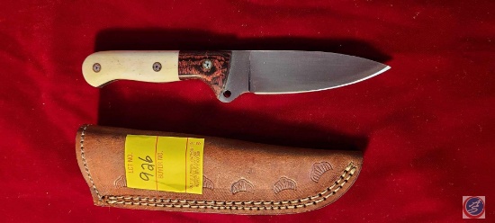 Handmade Damascus Knife w/leather sheath