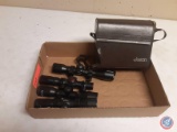 (4) miscellaneous gun scopes and a pair of Jason model 165 binoculars