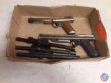 Benjamin Franklin pump 22 caliber BB pistol, Crosman model 130 22 cal BB gun, Weaver vintage