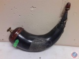 Black Buffalo Horn (LG) W/Relief Carved...eagle & French Fleur-je-lis, said to symbolize perfection,