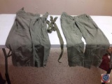 (2) pair of army field pants and one set of suspenders