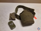 U.S. Army canteen with a container of (5) Grams of Crystalline Sulfanilamide H.W.& D.