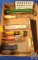 (1) Flat of assorted items: Screw driver, Putty Knife, Pliers, Ruler, knife, Drill Gauge , Saw