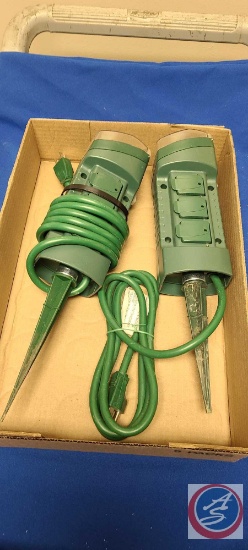 (1) Flat with Outdoor Plugs, (1) Flat with assorted Multi-Plug ins for extension cords.