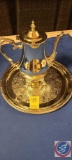 (1) Silver Tea Pot with serving tray...