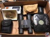 (1) Flat Radio, Binoculars, Weather...Band Radio, Tri Pod, Eagel Buckle, Sony Cyber 7.2 Mega Pixels