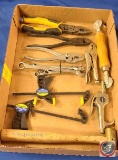 (1) Flat with Mallet, quick grip clamps, Air blowing nozzle, combination wrenches, pliers, vise