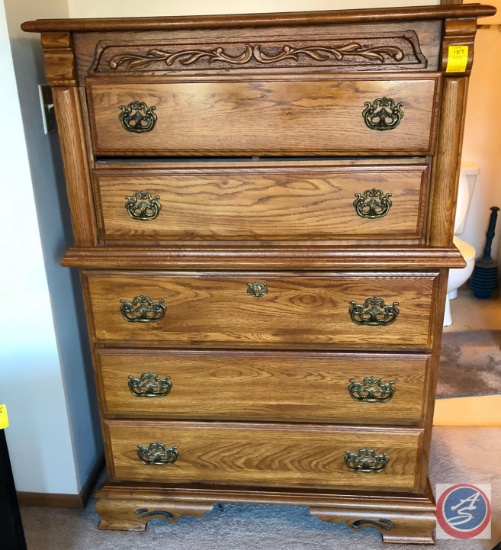 5 Wooden Drawer Dresser, approx. measurements- 37"LX19"WX51"H.