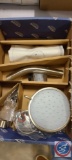 (1) Flat of Sink Drain Parts, Grohe 35046 ENO Fairborn Brushed Nickel Shower Head & Knob.