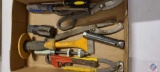 (1) Flat of assorted hand tools, snippers, pipe wrench, Tin Nippers, Screw drivers, (1) Sink Pieces.