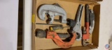 Flat with Ridgid...tools, vice grips, clamps, hack saw,...