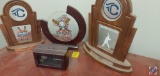 (3) Championship trophies, and wood box with champion....