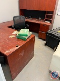 Wood L shape desk with credenza ...