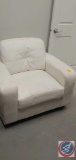 (2) white leather chairs
